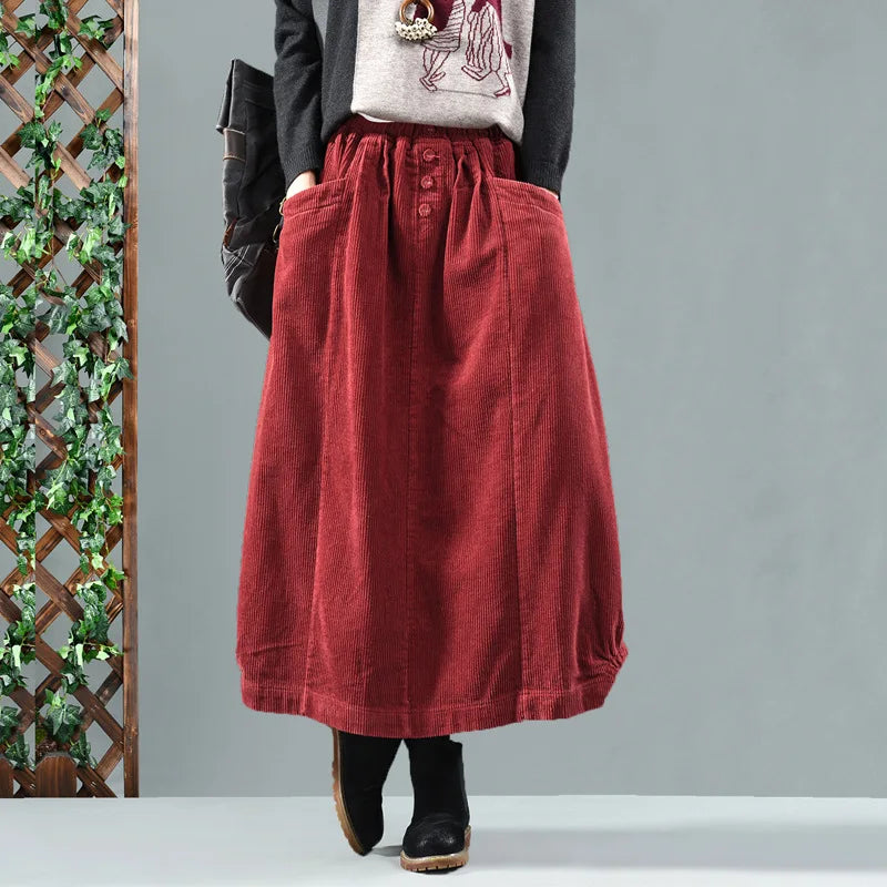Grounded Corduroy Midi Skirt