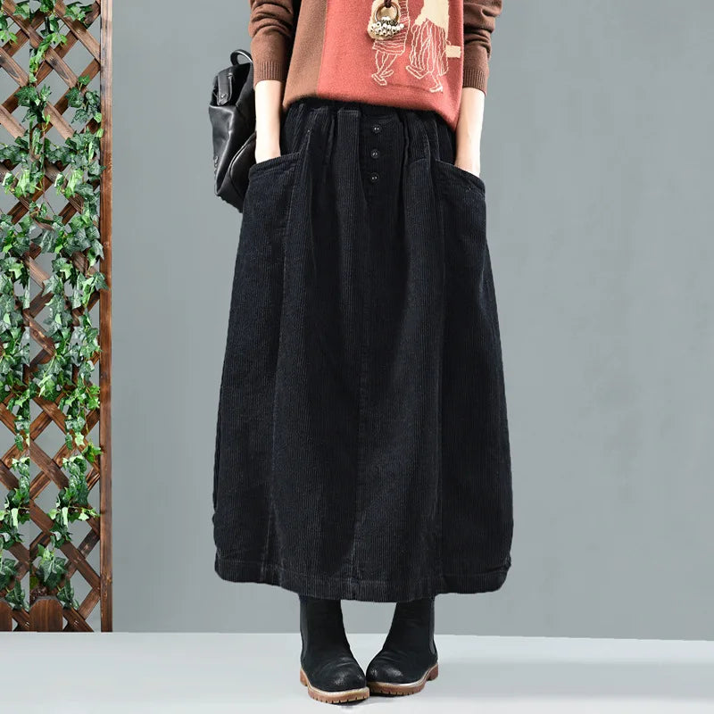 Grounded Corduroy Midi Skirt