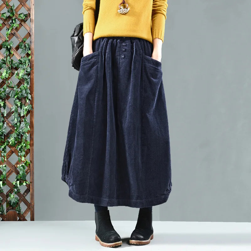 Grounded Corduroy Midi Skirt