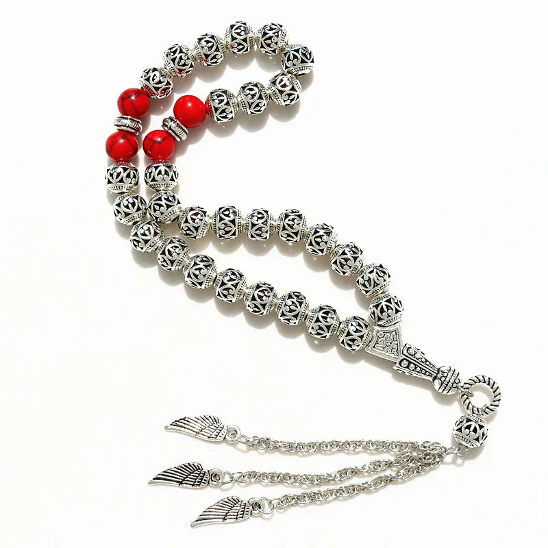 Hollow carved alloy Tasbih with Wing detail