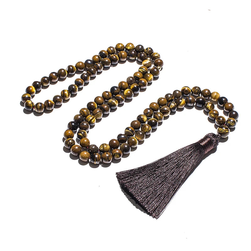 8mm Matte Amazonite, Yellow Tiger Eye, Black Onyx Tasbih