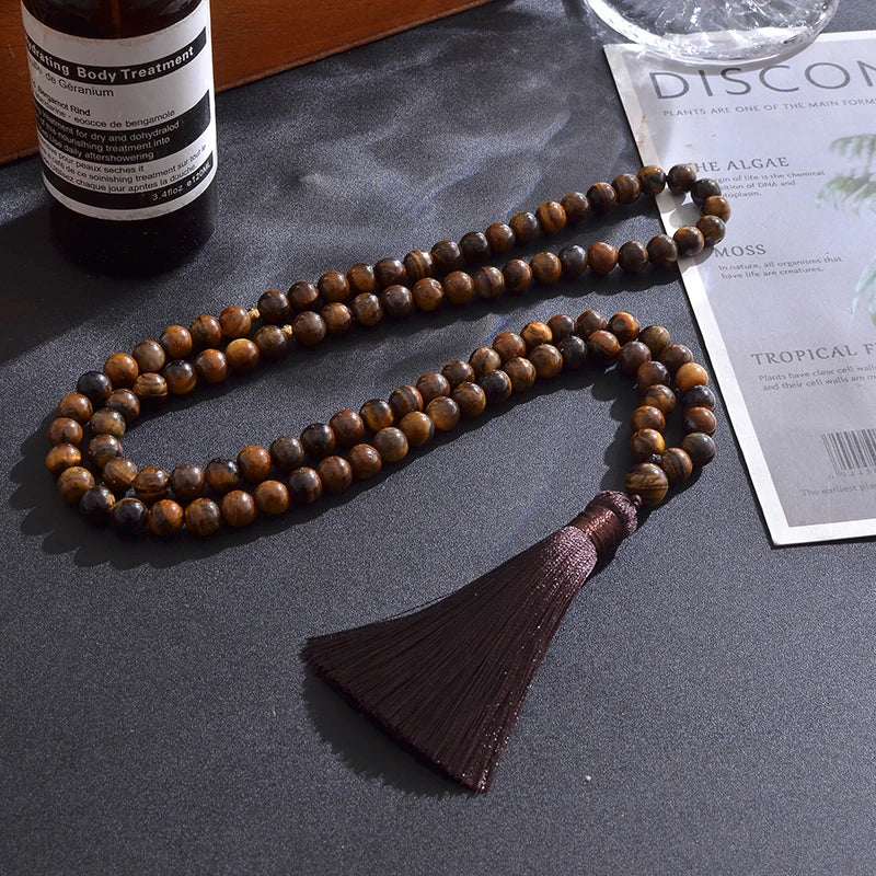 8mm Matte Amazonite, Yellow Tiger Eye, Black Onyx Tasbih