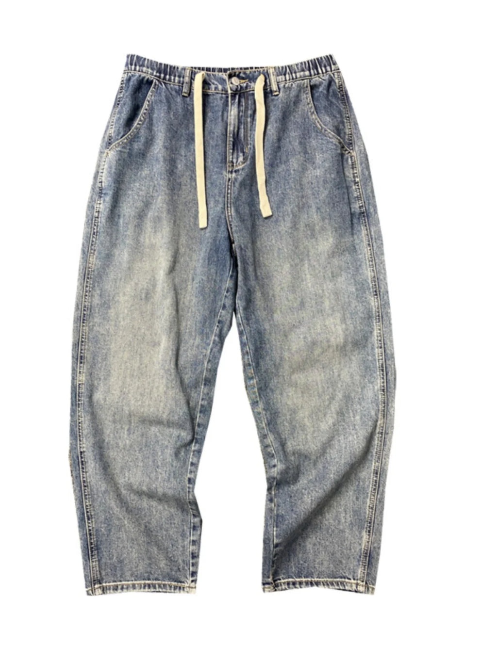 Vintage Wash Baggy Straight Jeans
