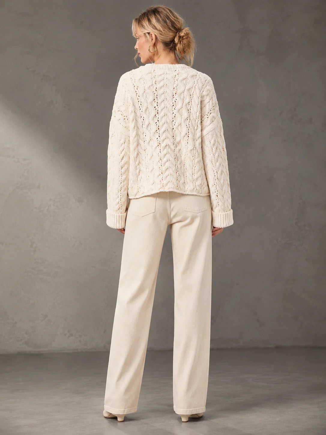 Relaxed Cable Henley Sweater