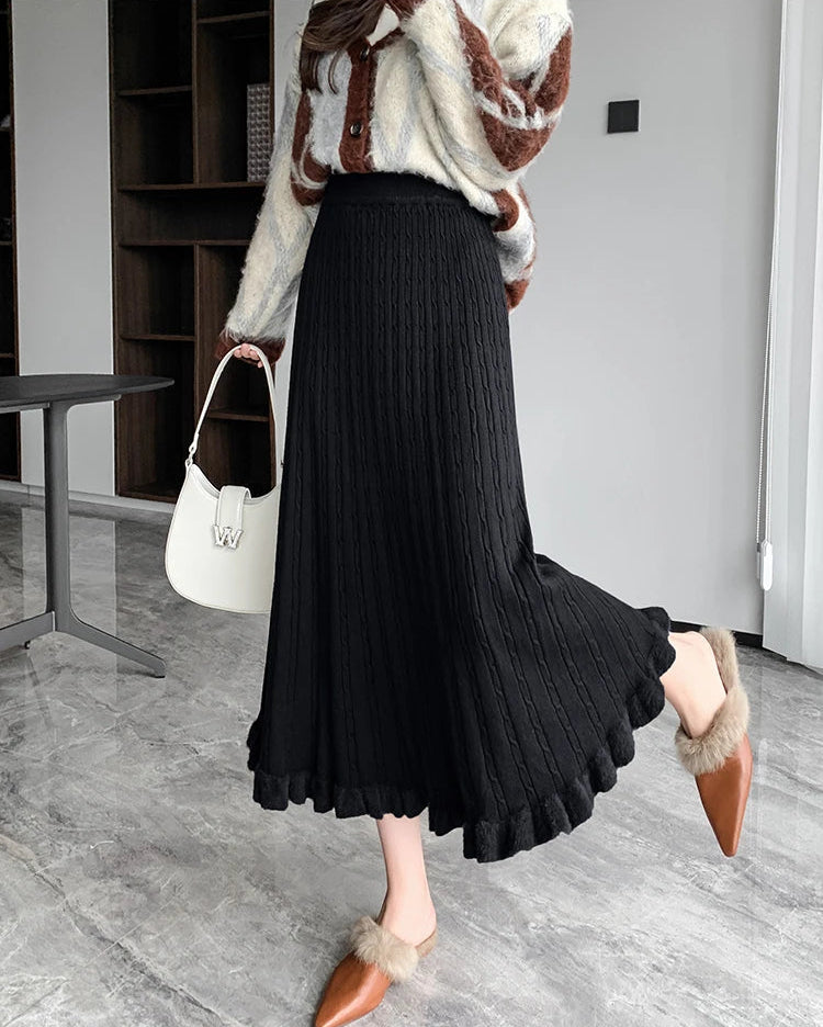 Golden Hour Pleated Knit Skirt