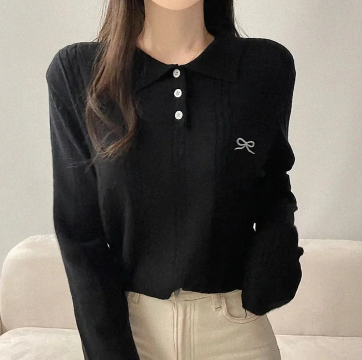 Embroidered Long Sleeve Sweater