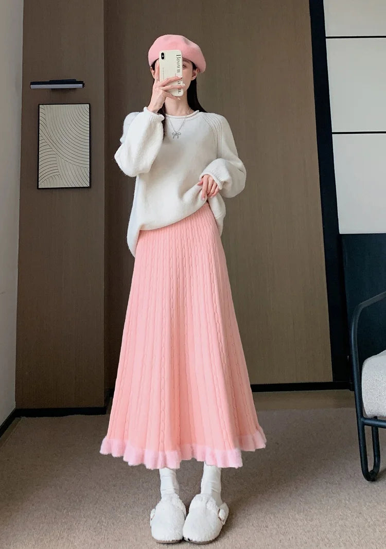 Golden Hour Pleated Knit Skirt