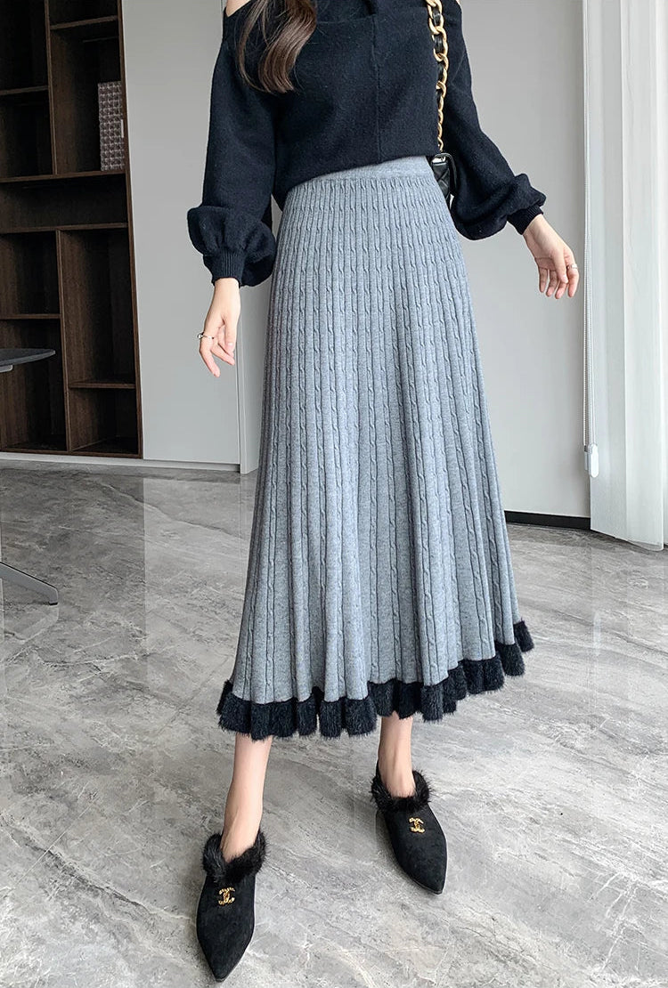 Golden Hour Pleated Knit Skirt