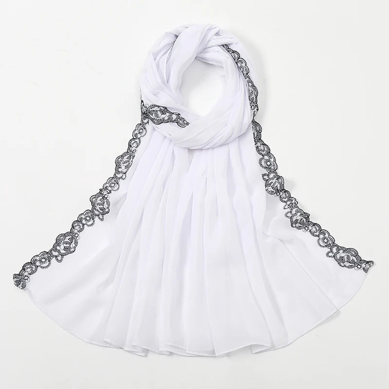 Lace Trim, Chiffon Hijab