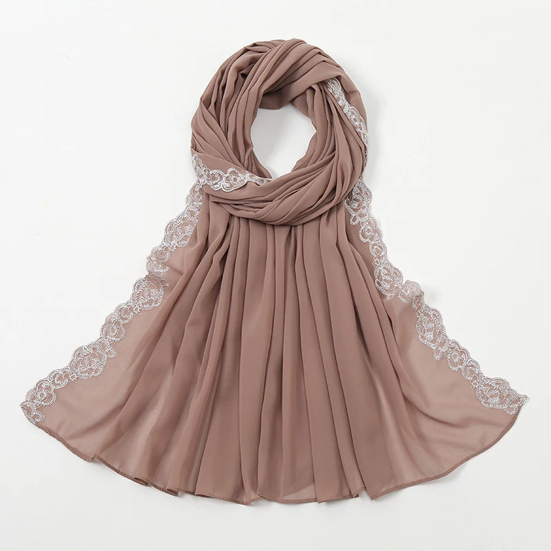 Lace Trim, Chiffon Hijab