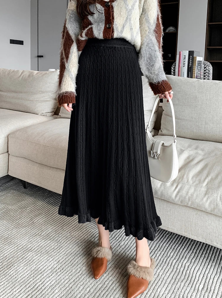 Golden Hour Pleated Knit Skirt