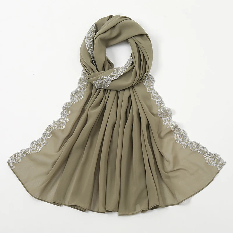 Lace Trim, Chiffon Hijab