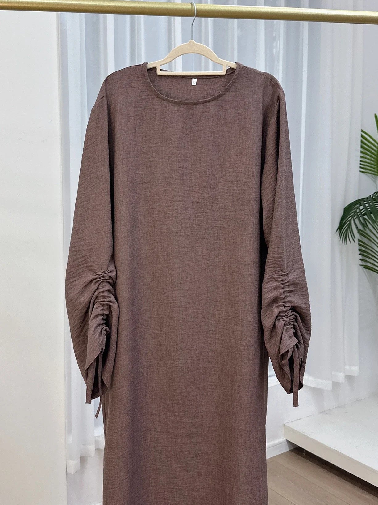 Drape Tie-Sleeve Abaya Dress