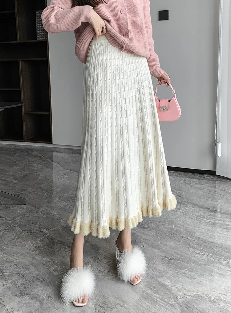 Golden Hour Pleated Knit Skirt