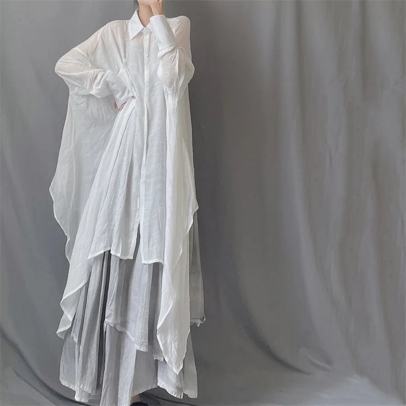 Serene Flow Midi Drape Shirt