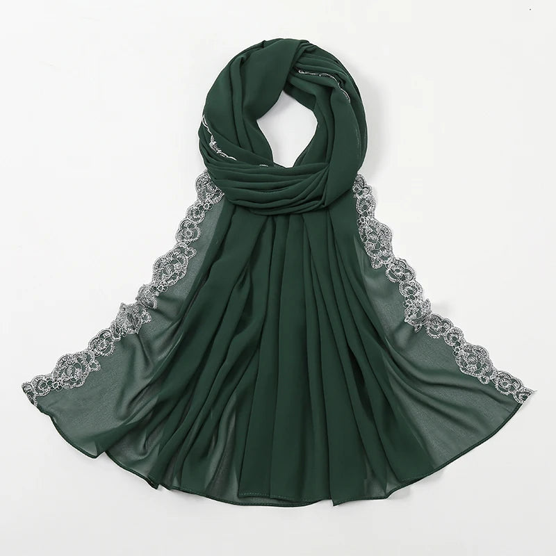 Lace Trim, Chiffon Hijab