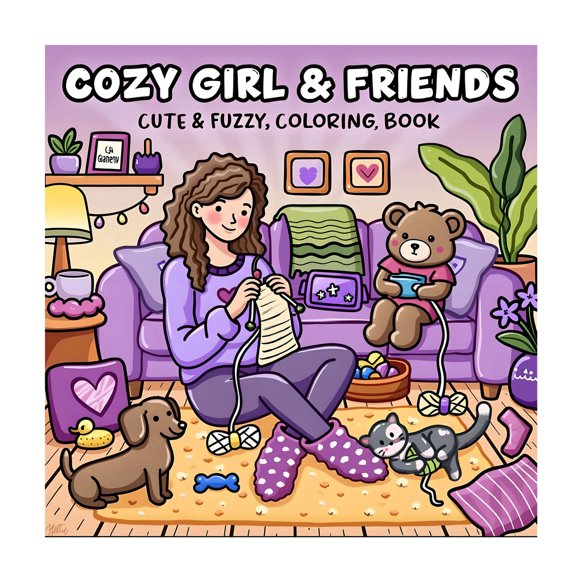 Cozy Girl & Friends Coloring Book