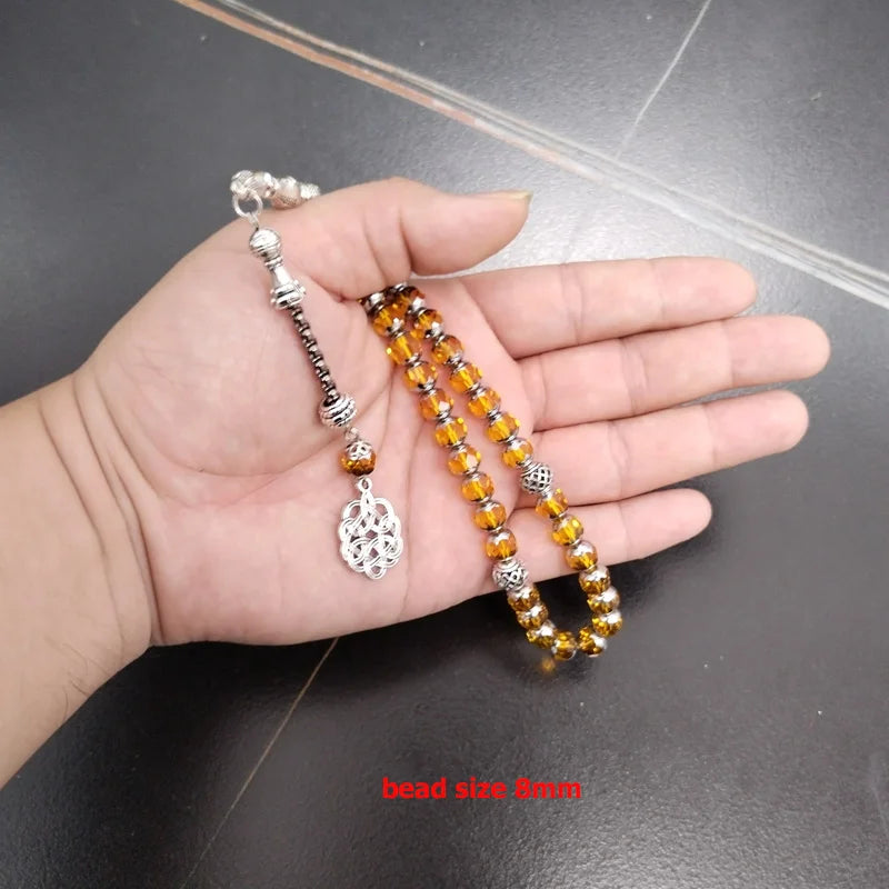 8mm Yellow Crystal Tasbih