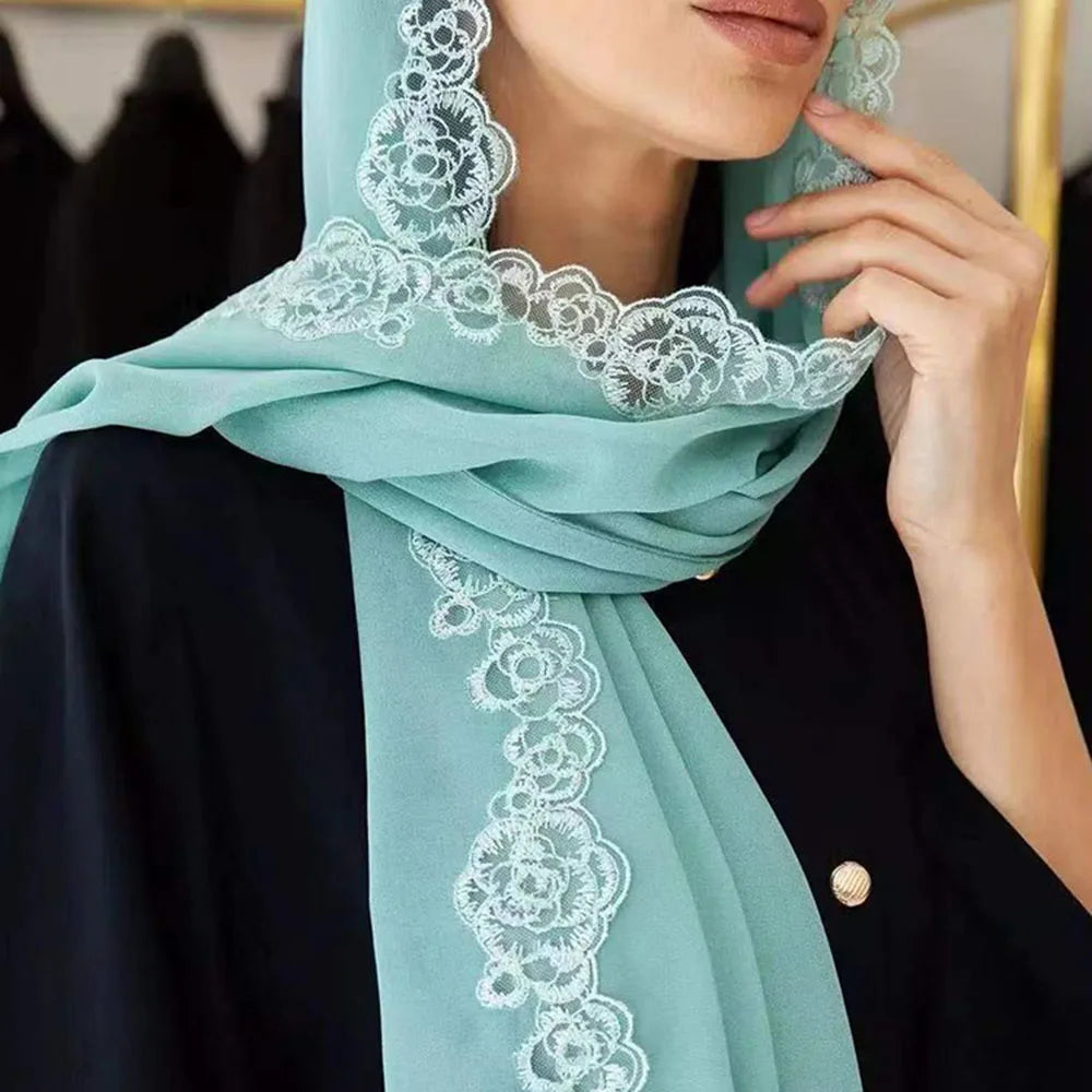 Lace Trim, Chiffon Hijab