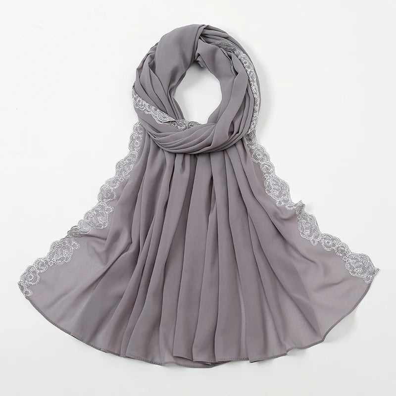 Lace Trim, Chiffon Hijab