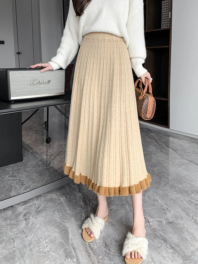 Golden Hour Pleated Knit Skirt