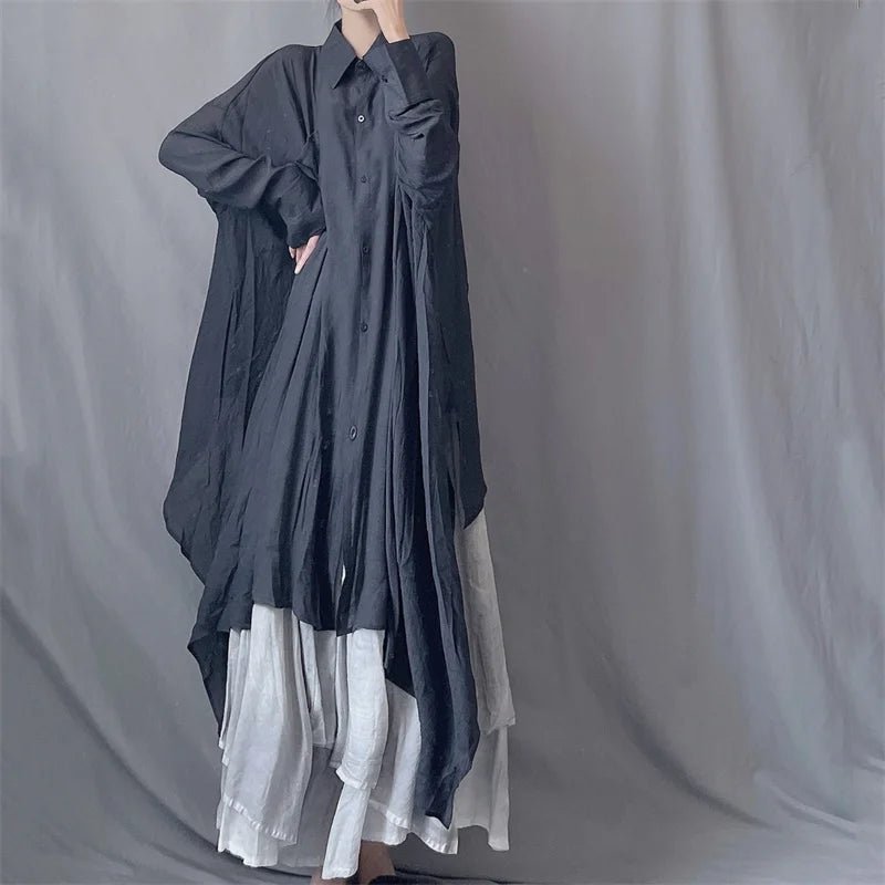 Serene Flow Midi Drape Shirt