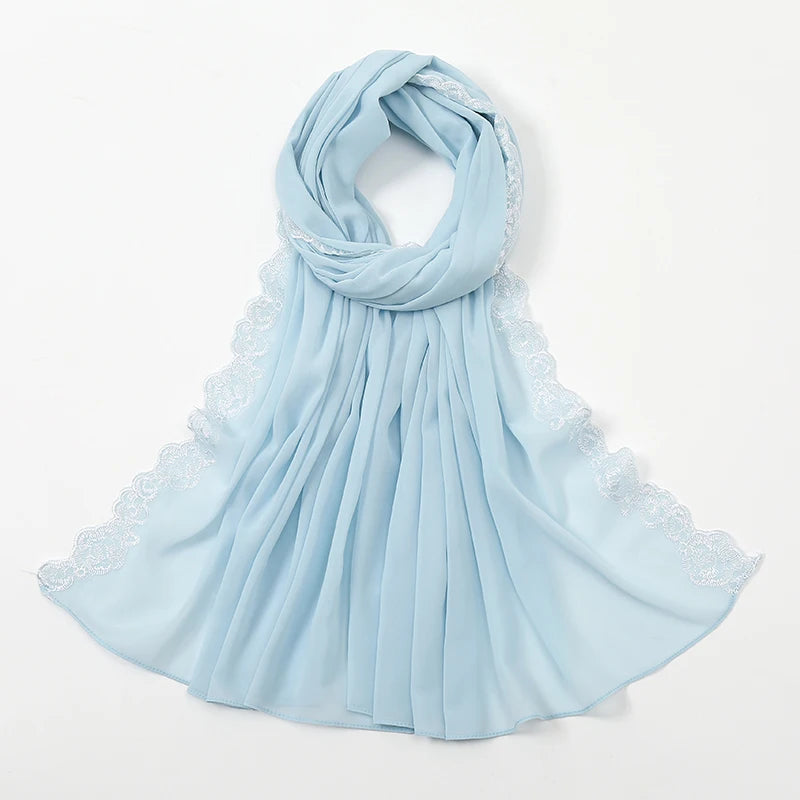 Lace Trim, Chiffon Hijab