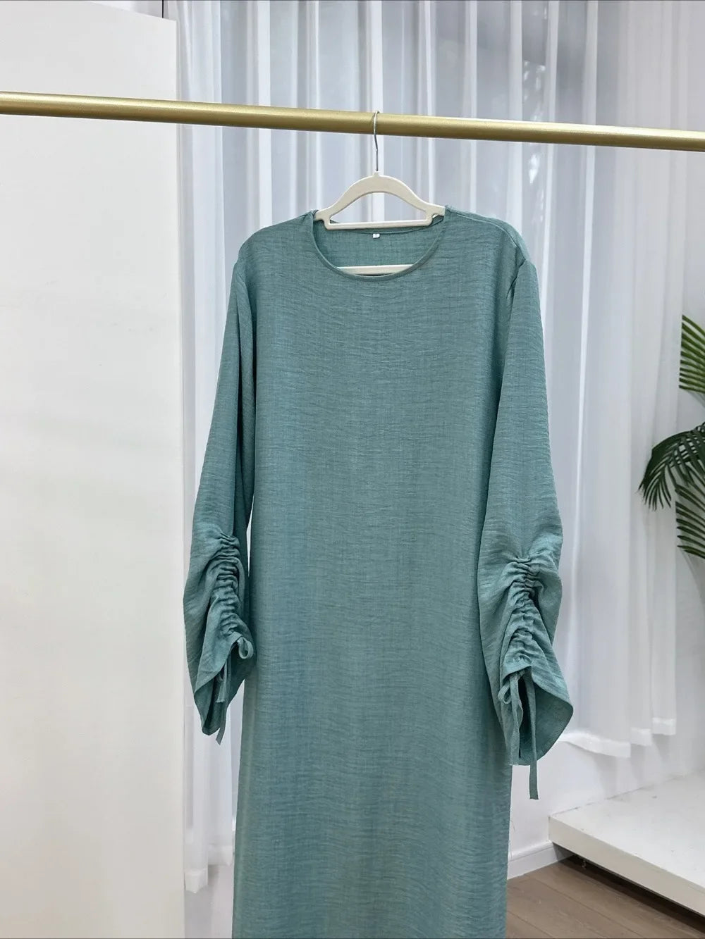 Drape Tie-Sleeve Abaya Dress