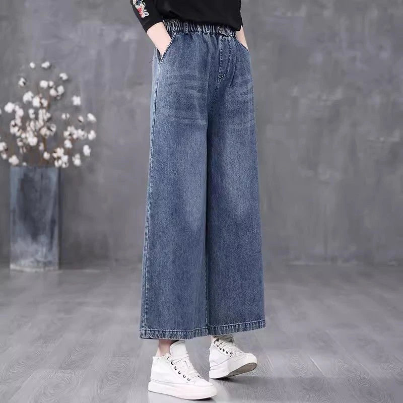 Blue Drift Wide-Leg Denim Jeans