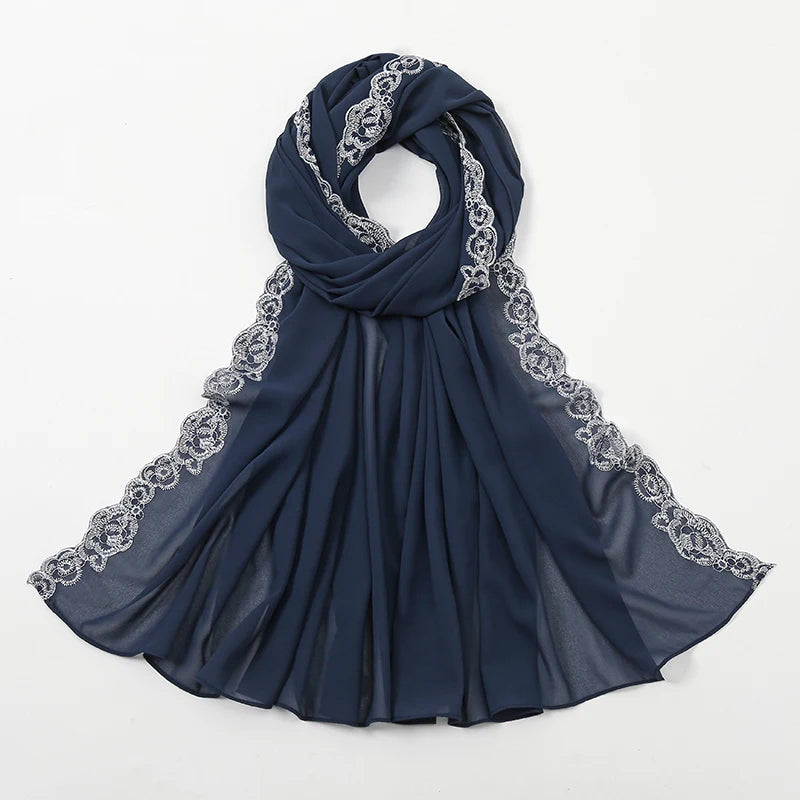 Lace Trim, Chiffon Hijab