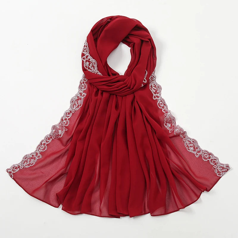 Lace Trim, Chiffon Hijab
