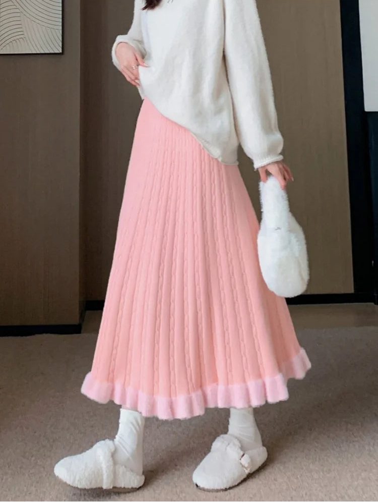 Golden Hour Pleated Knit Skirt