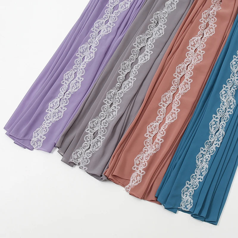 Lace Trim, Chiffon Hijab