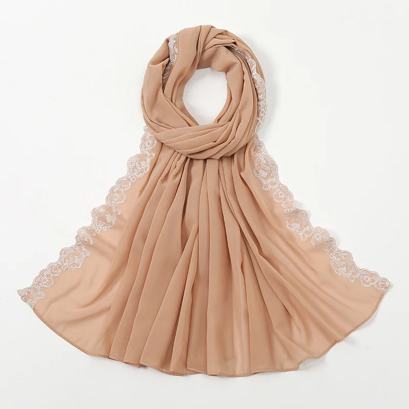 Lace Trim, Chiffon Hijab