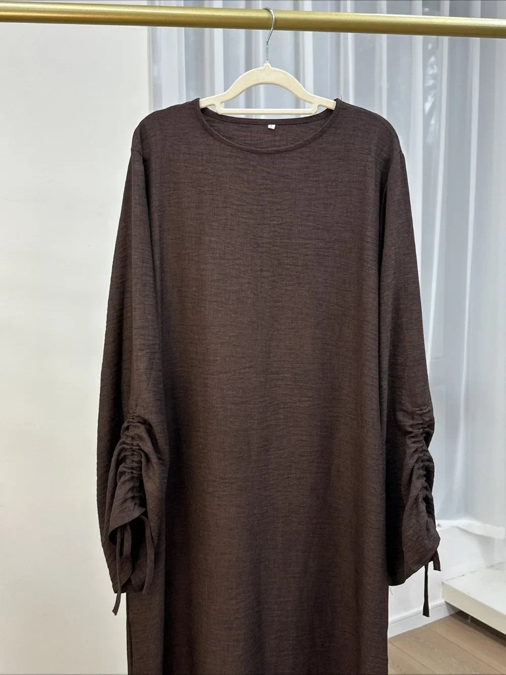 Drape Tie-Sleeve Abaya Dress