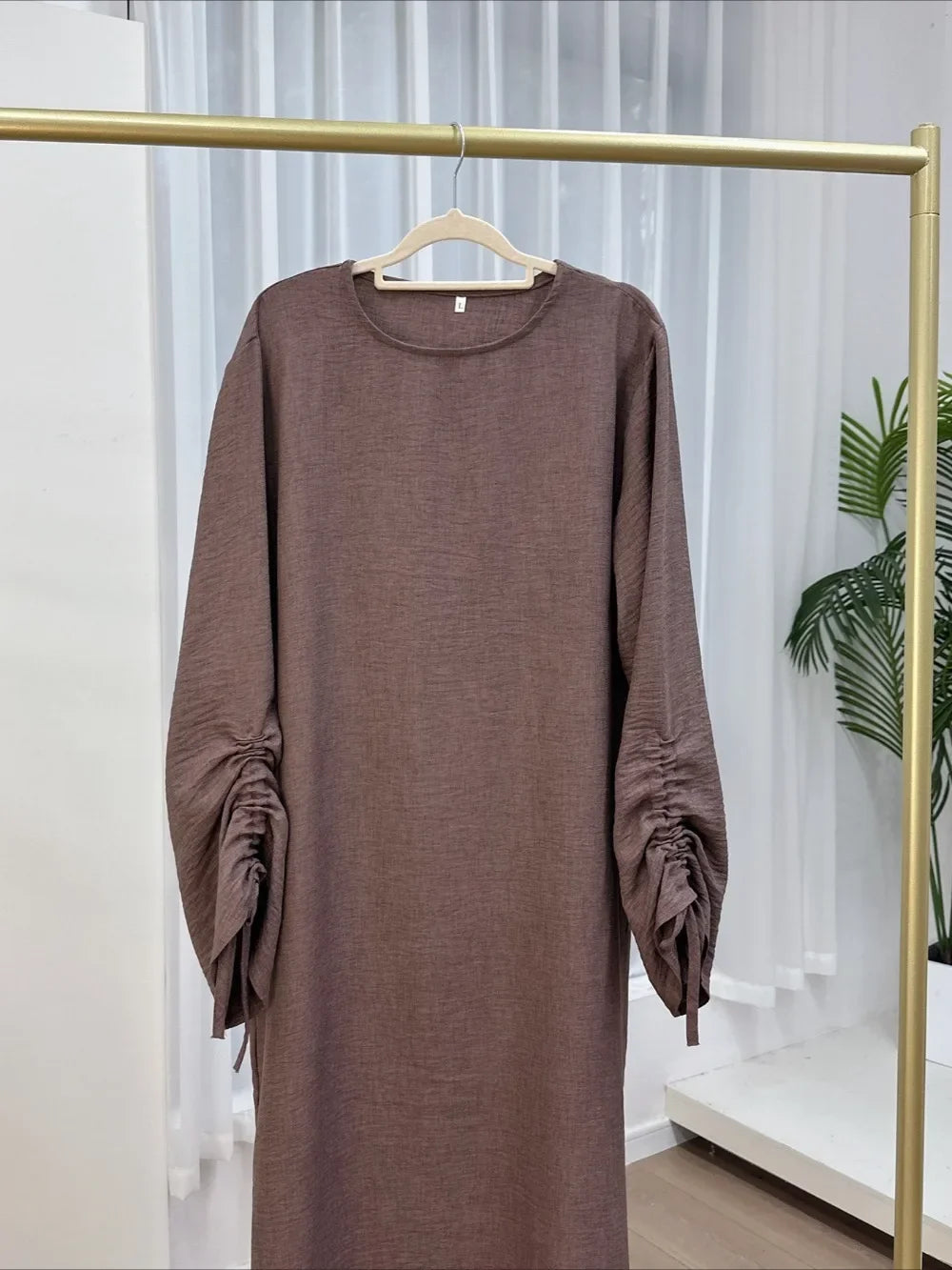 Drape Tie-Sleeve Abaya Dress