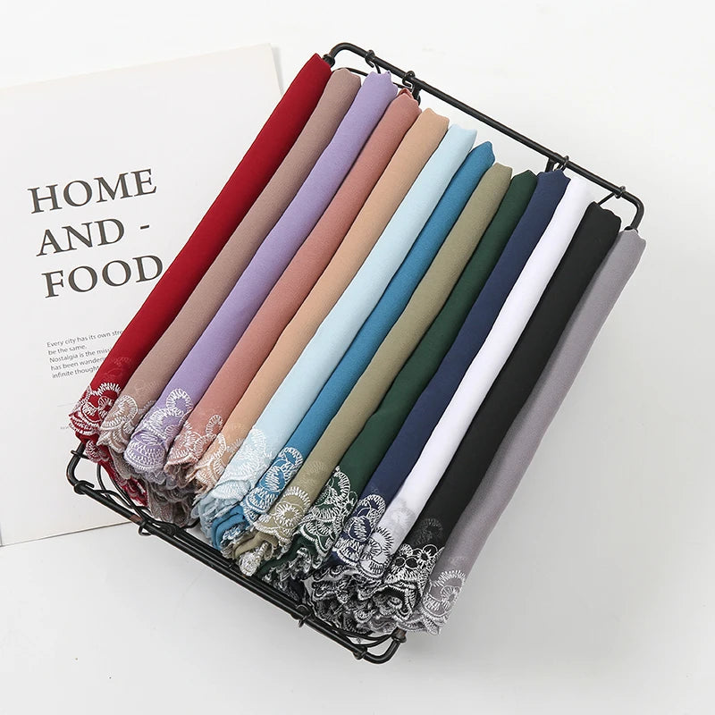 Lace Trim, Chiffon Hijab